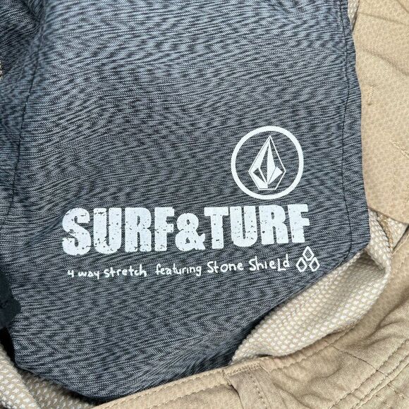 Volcom Men's Size 38 Tan 4 Way Stretch Surf & Turf Athletic Cargo Shorts - Picture 13 of 13